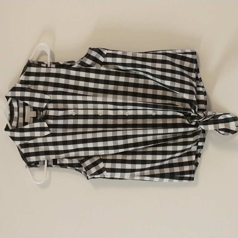 Charter Club Classic Tailored Sleeveless Cotton Blend Tie Front Shirt Size 4